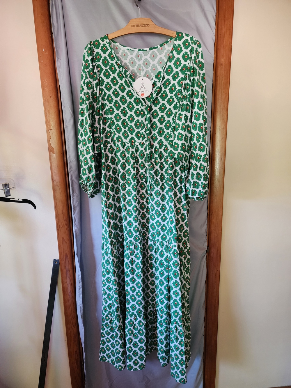 Anrabess Green Printed Maxi Dress Size L NWT